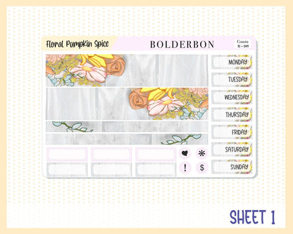 FLORAL PUMPKIN SPICE || Hobonichi Cousin Planner Sticker Kit