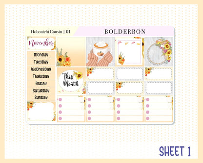 NOVEMBER Hobonichi Cousin and A5 Day Free || Monthly Planner Sticker Kit