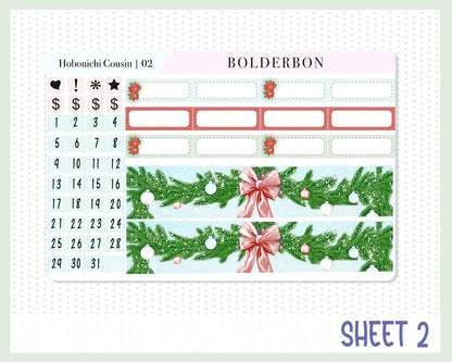 DECEMBER Hobonichi Cousin and A5 Day Free || Monthly Planner Sticker Kit, Christmas, Winter
