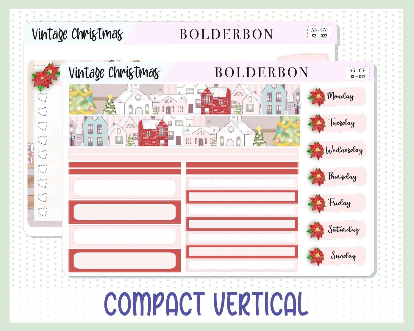 VINTAGE CHRISTMAS || A5 Compact Vertical Planner Sticker Kit