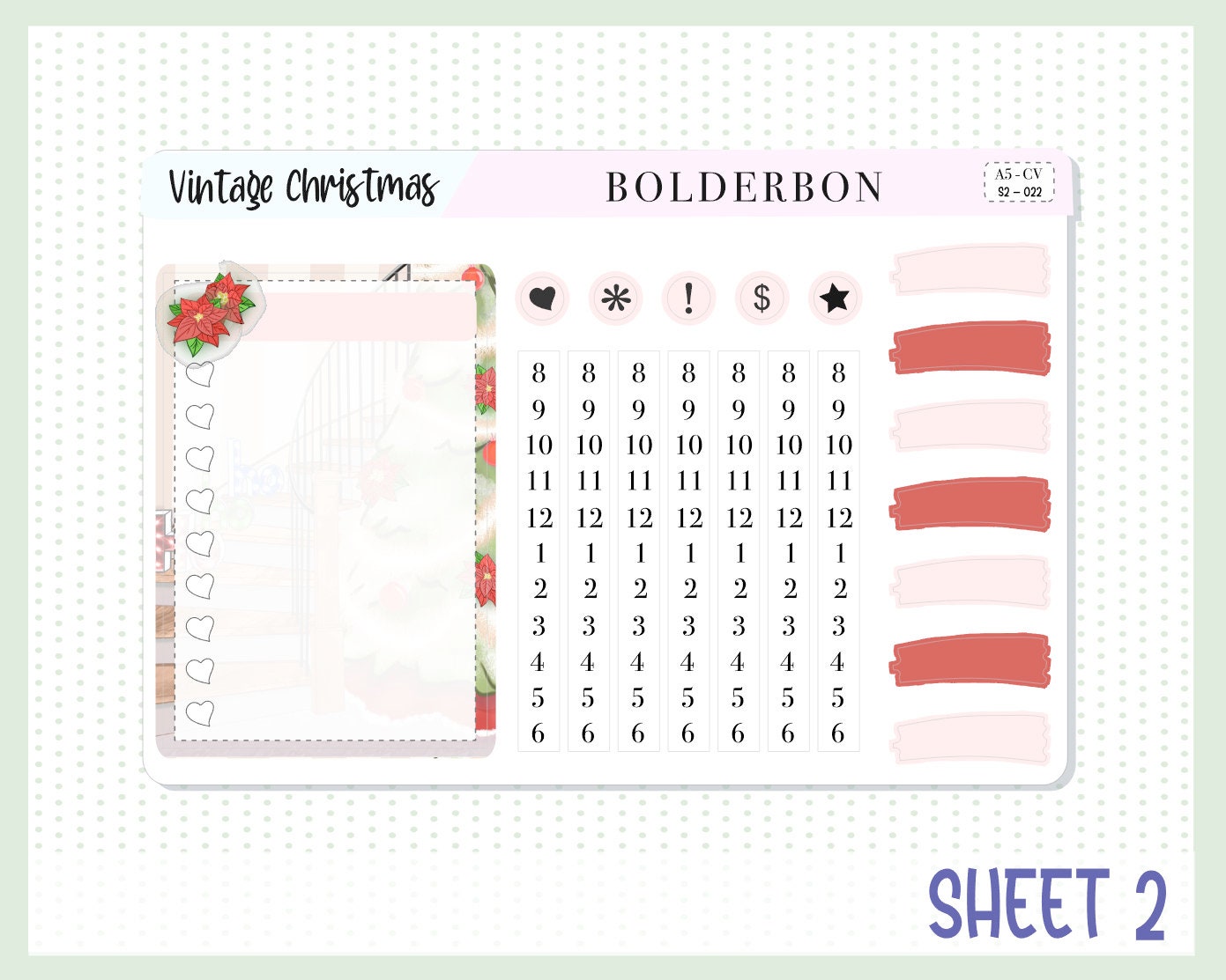 VINTAGE CHRISTMAS || A5 Compact Vertical Planner Sticker Kit