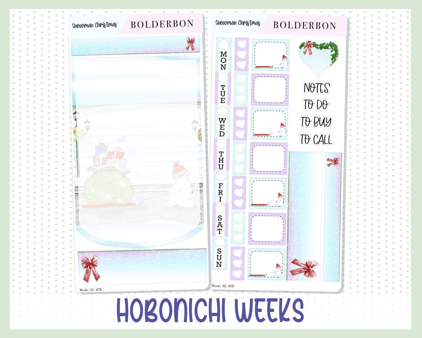 SNOWMAN CHRISTMAS || Hobonichi Weeks Planner Sticker Kit