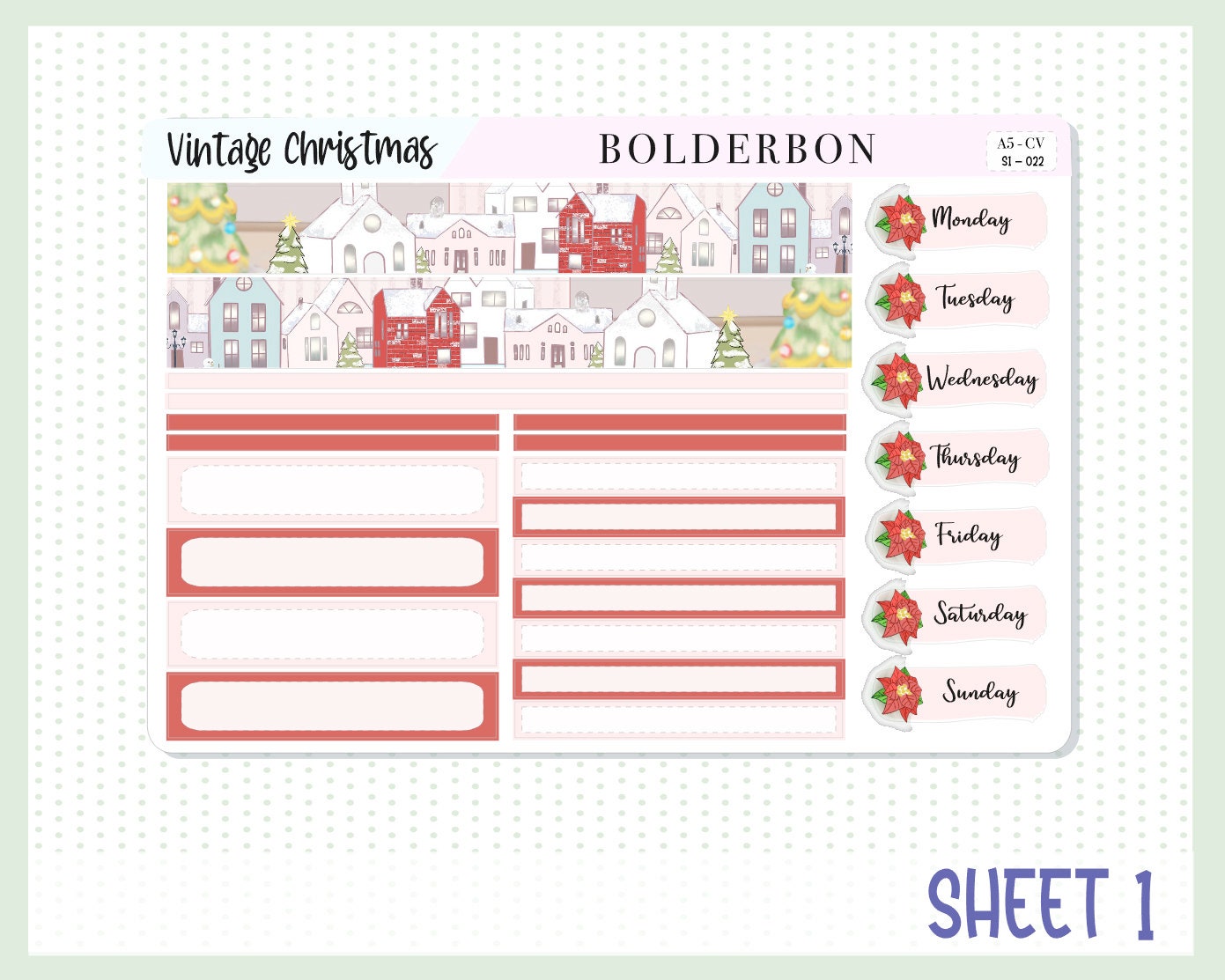 VINTAGE CHRISTMAS || A5 Compact Vertical Planner Sticker Kit