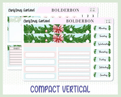 CHRISTMAS GARLAND || A5 Compact Vertical Planner Sticker Kit