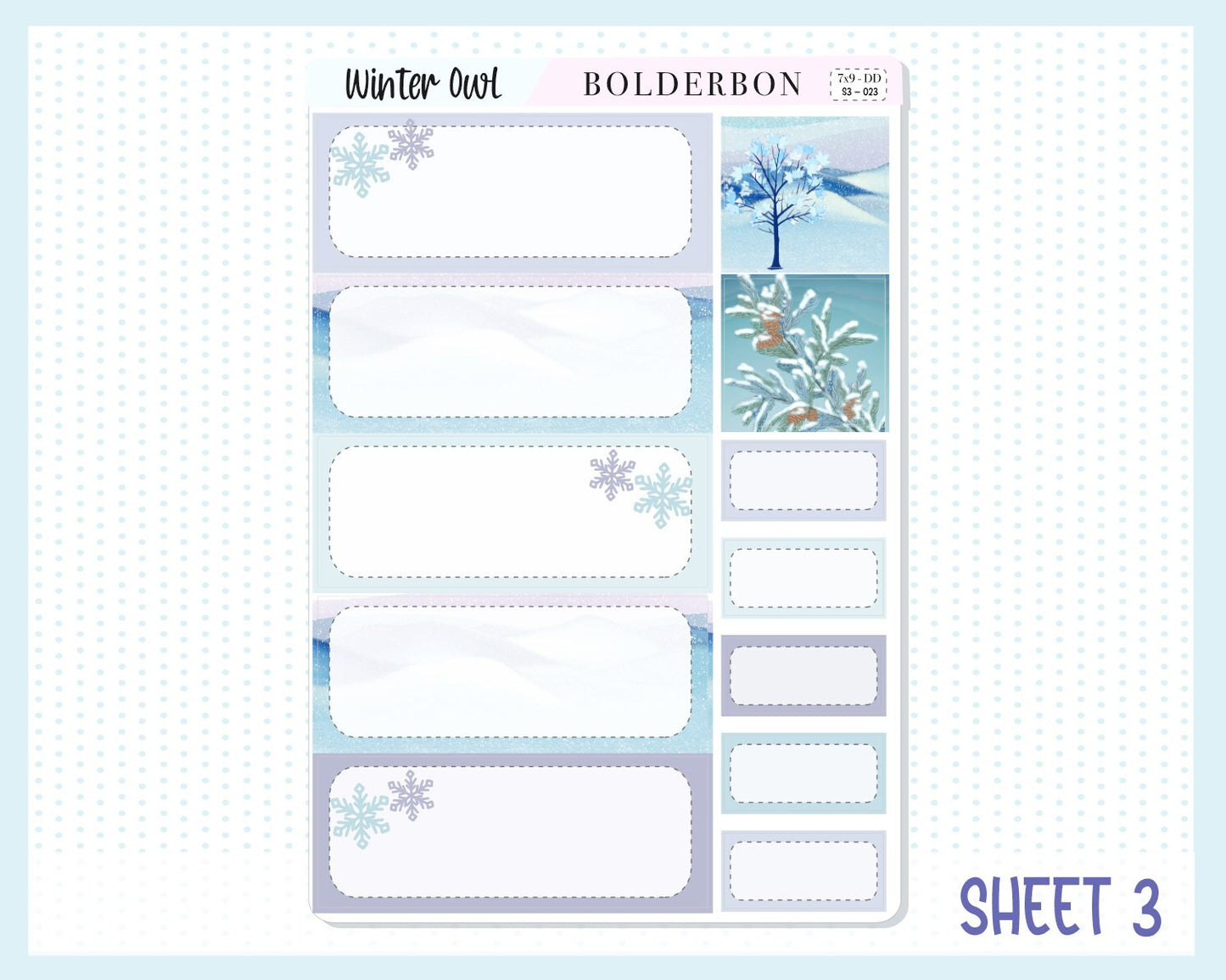 WINTER OWL "7x9 Daily Duo" || Weekly Planner Sticker Kit for Erin Condren