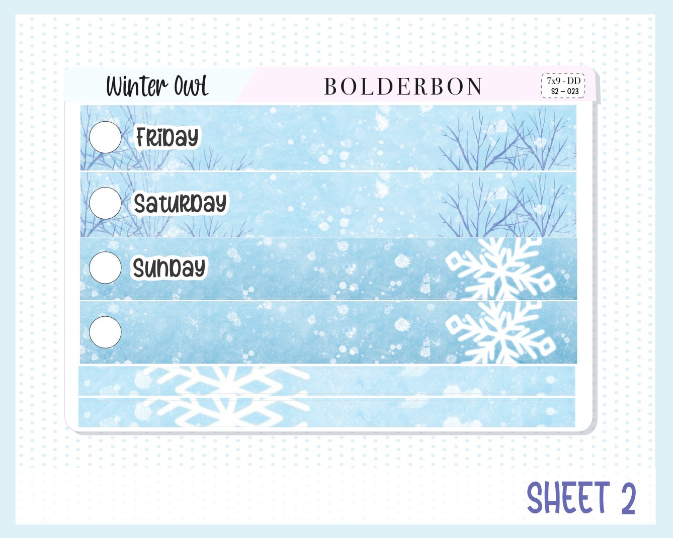 WINTER OWL "7x9 Daily Duo" || Weekly Planner Sticker Kit for Erin Condren