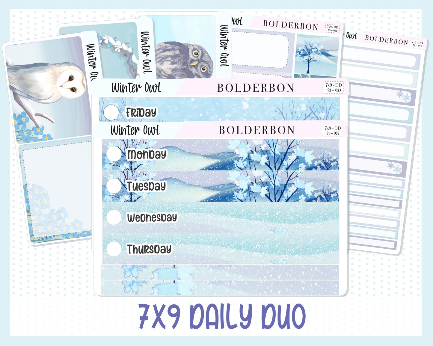 WINTER OWL "7x9 Daily Duo" || Weekly Planner Sticker Kit for Erin Condren