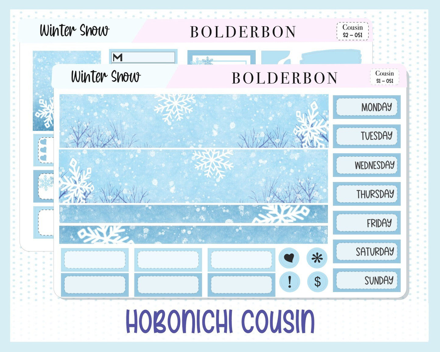 WINTER SNOW || Hobonichi Cousin Planner Sticker Kit