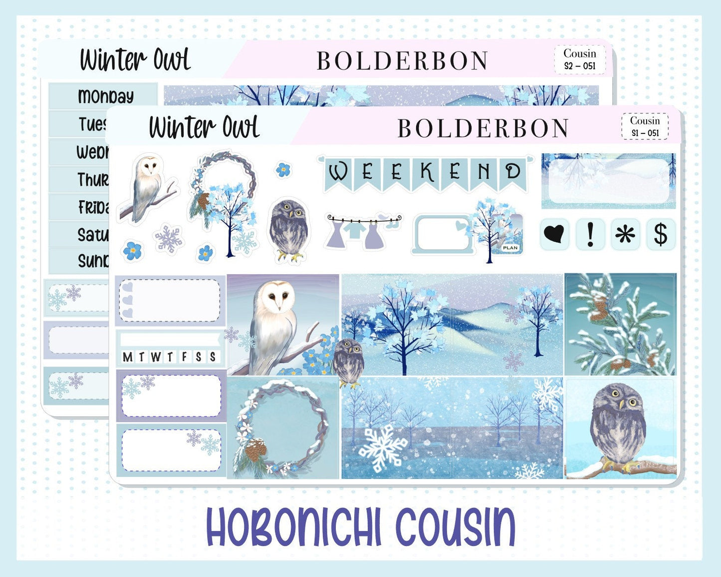 WINTER OWL || Hobonichi Cousin Planner Sticker Kit