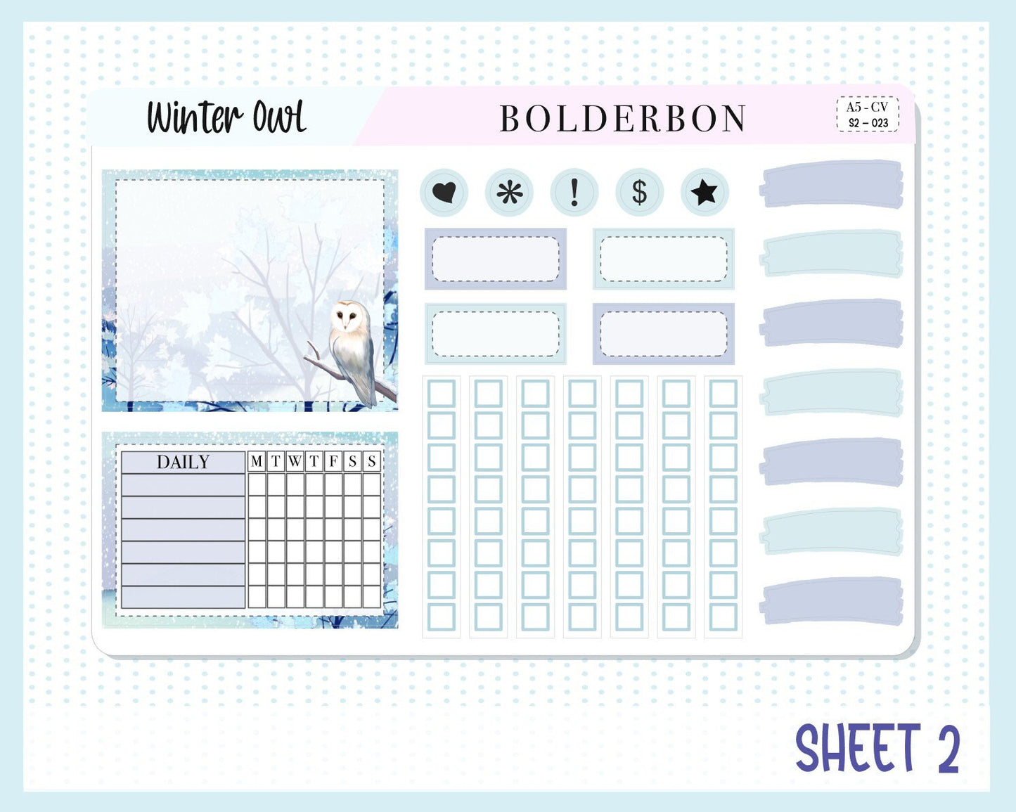 WINTER OWL || A5 Compact Vertical Planner Sticker Kit