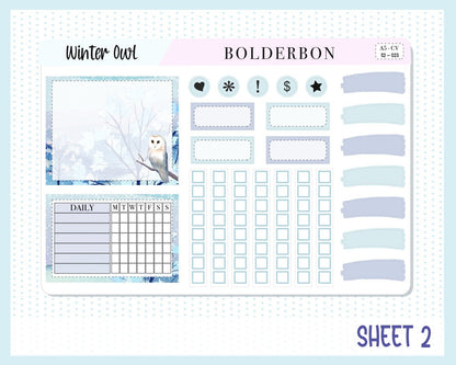 WINTER OWL || A5 Compact Vertical Planner Sticker Kit