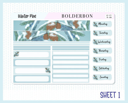 WINTER PINE || A5 Compact Vertical Planner Sticker Kit