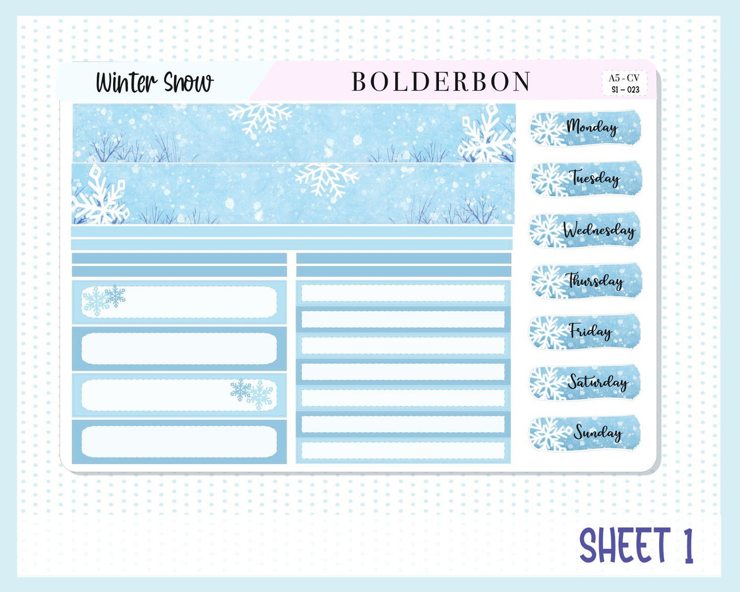 WINTER SNOW || A5 Compact Vertical Planner Sticker Kit