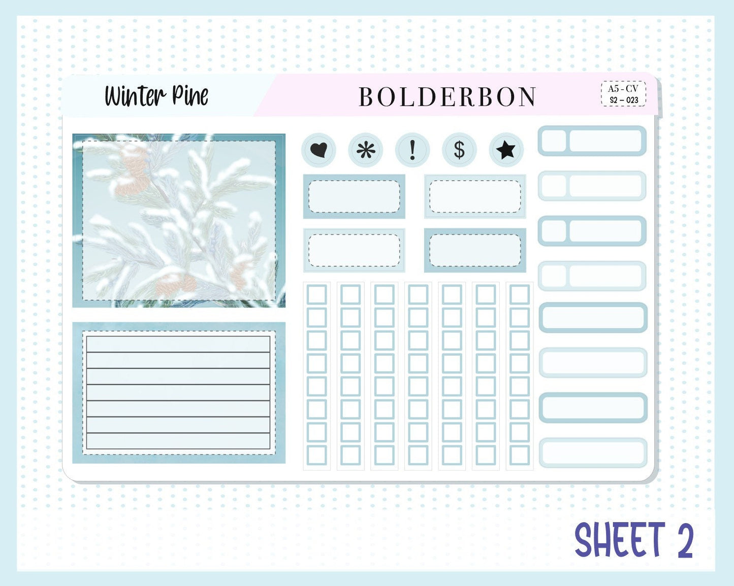 WINTER PINE || A5 Compact Vertical Planner Sticker Kit