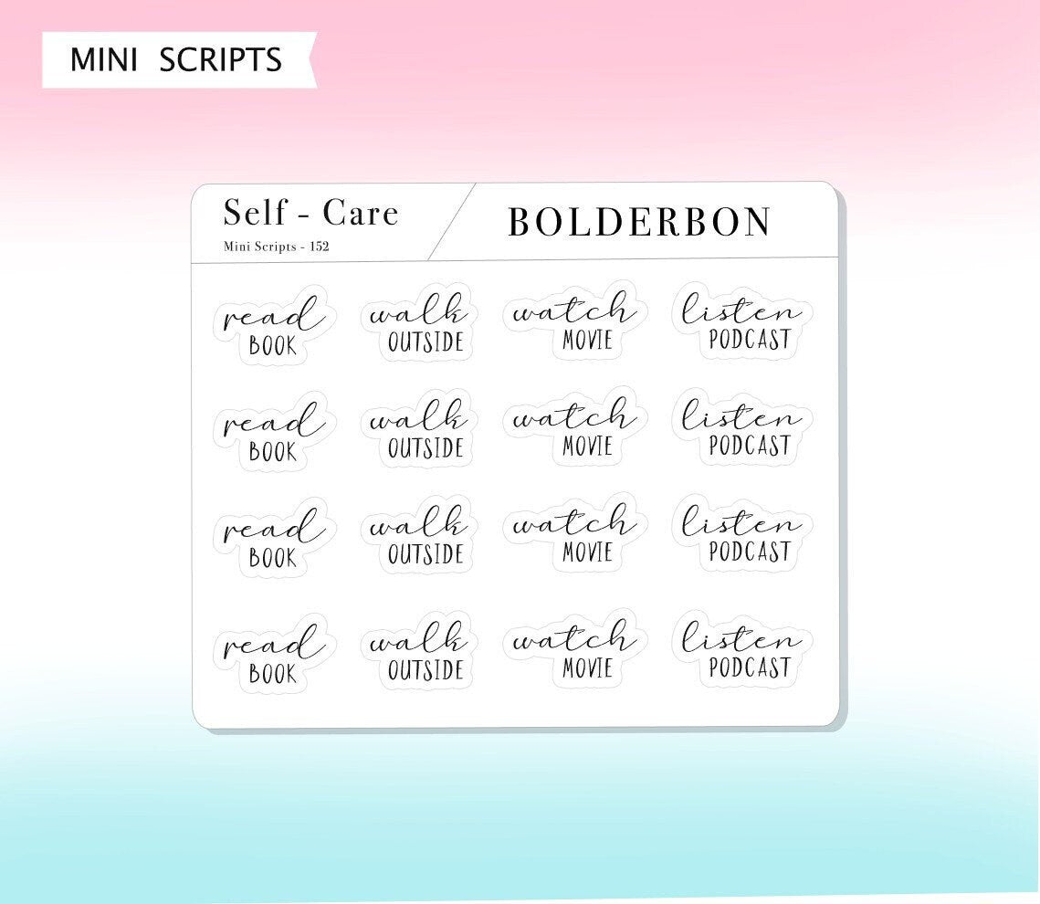 SELF CARE - MIXED SHEET || Elegant Script Stickers