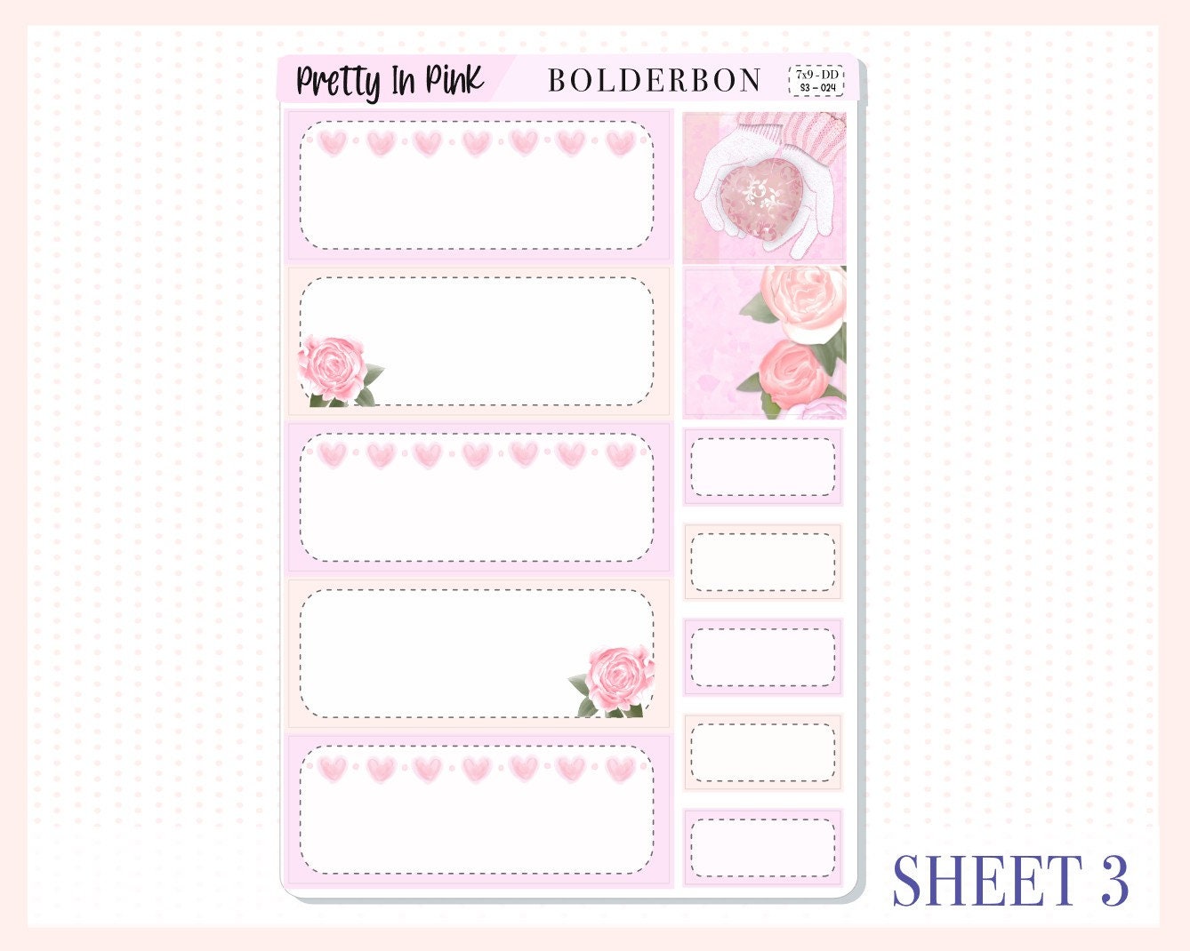 PRETTY IN PINK "7x9 Daily Duo" || Weekly Planner Sticker Kit for Erin Condren