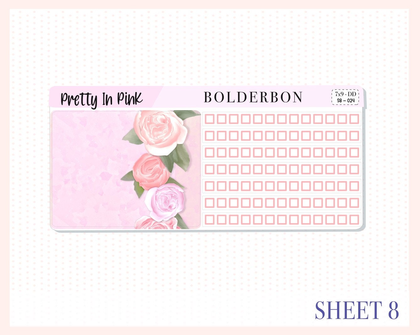 PRETTY IN PINK "7x9 Daily Duo" || Weekly Planner Sticker Kit for Erin Condren