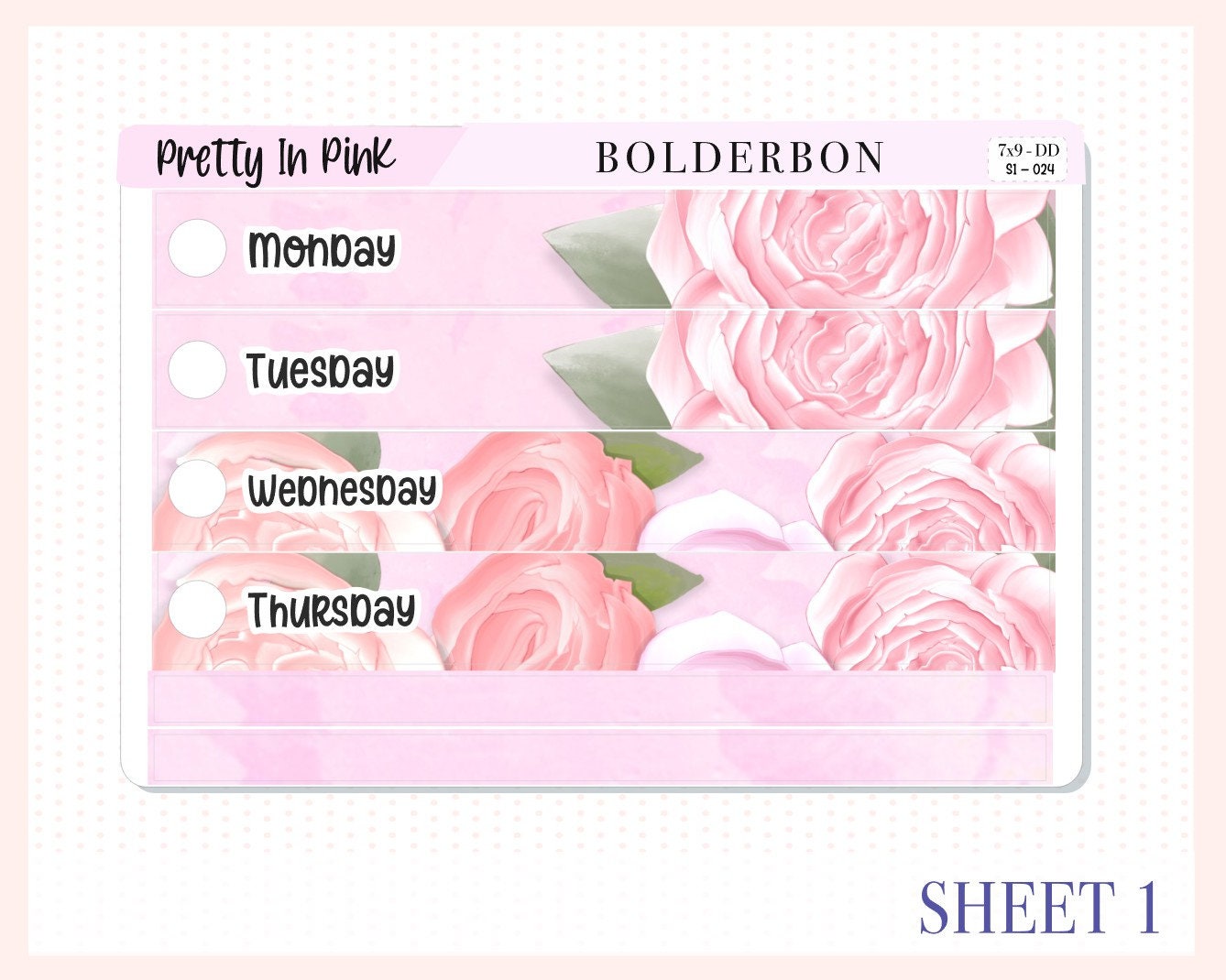 PRETTY IN PINK "7x9 Daily Duo" || Weekly Planner Sticker Kit for Erin Condren