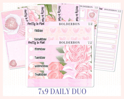 PRETTY IN PINK "7x9 Daily Duo" || Weekly Planner Sticker Kit for Erin Condren