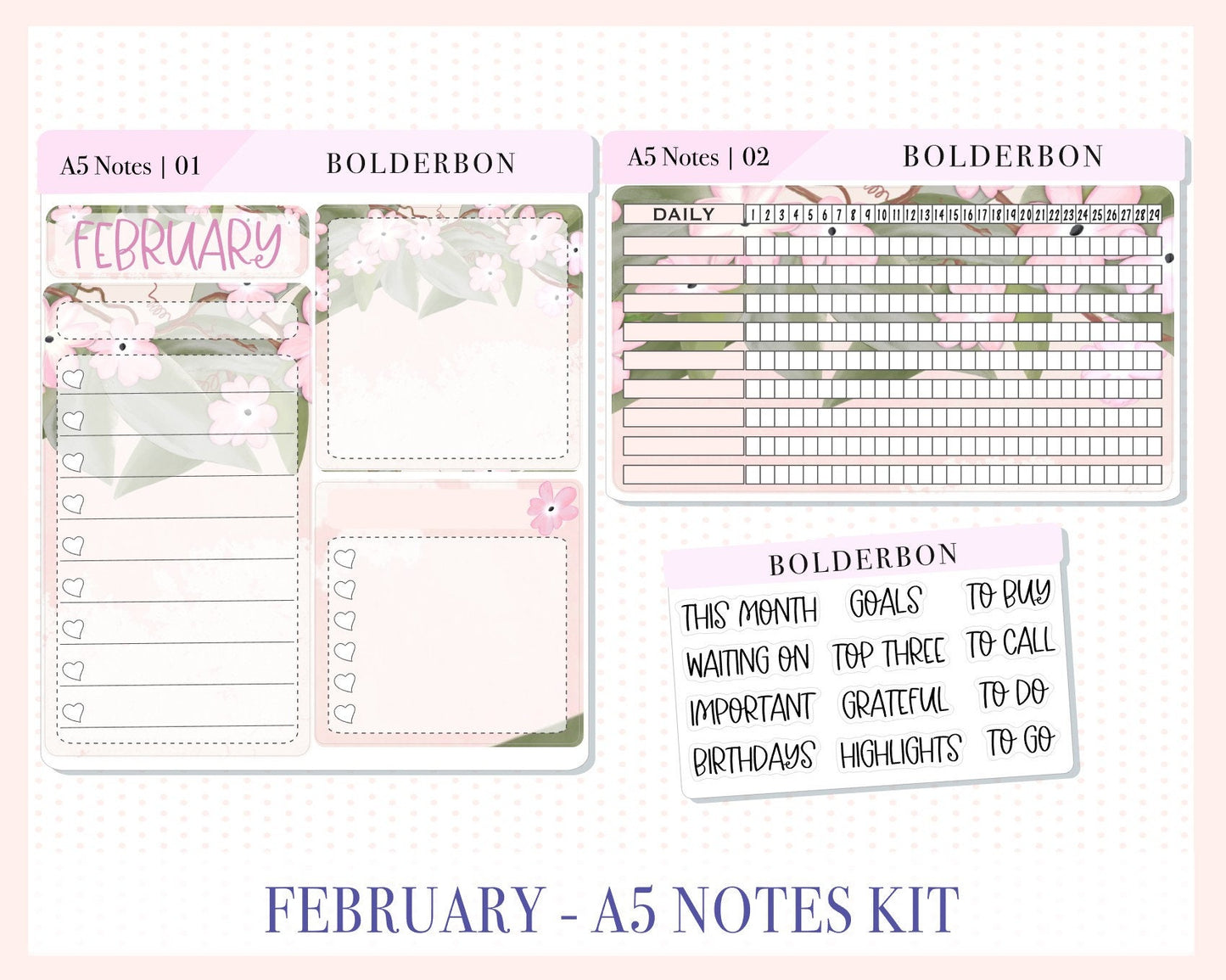 FEBRUARY A5 NOTES KIT || Planner Sticker Kit