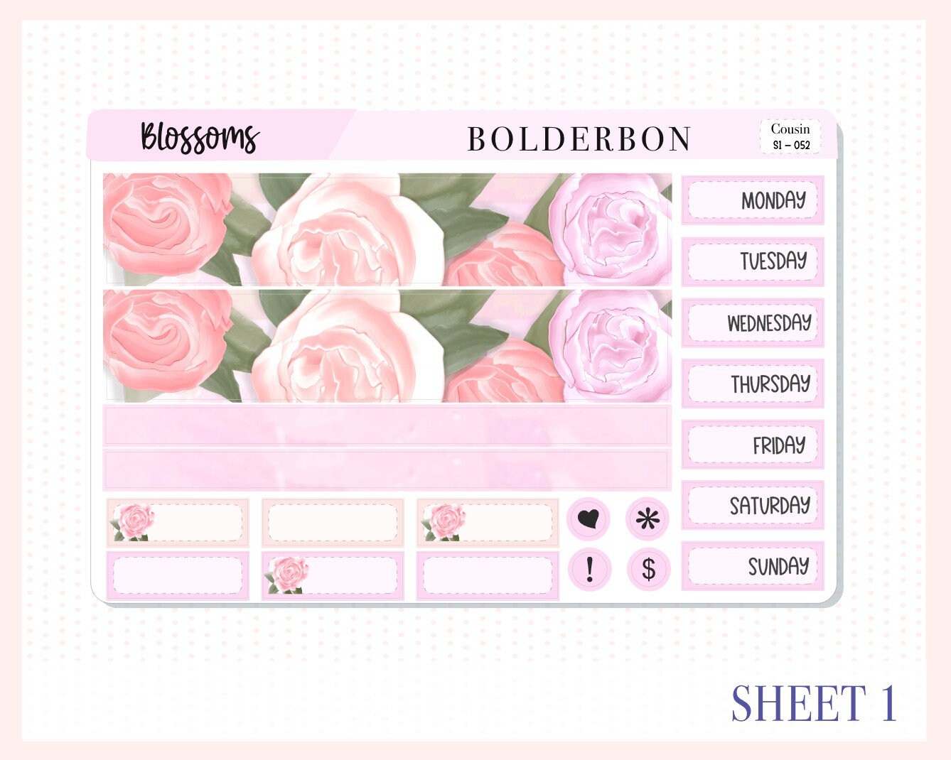 BLOSSOMS || Hobonichi Cousin Planner Sticker Kit