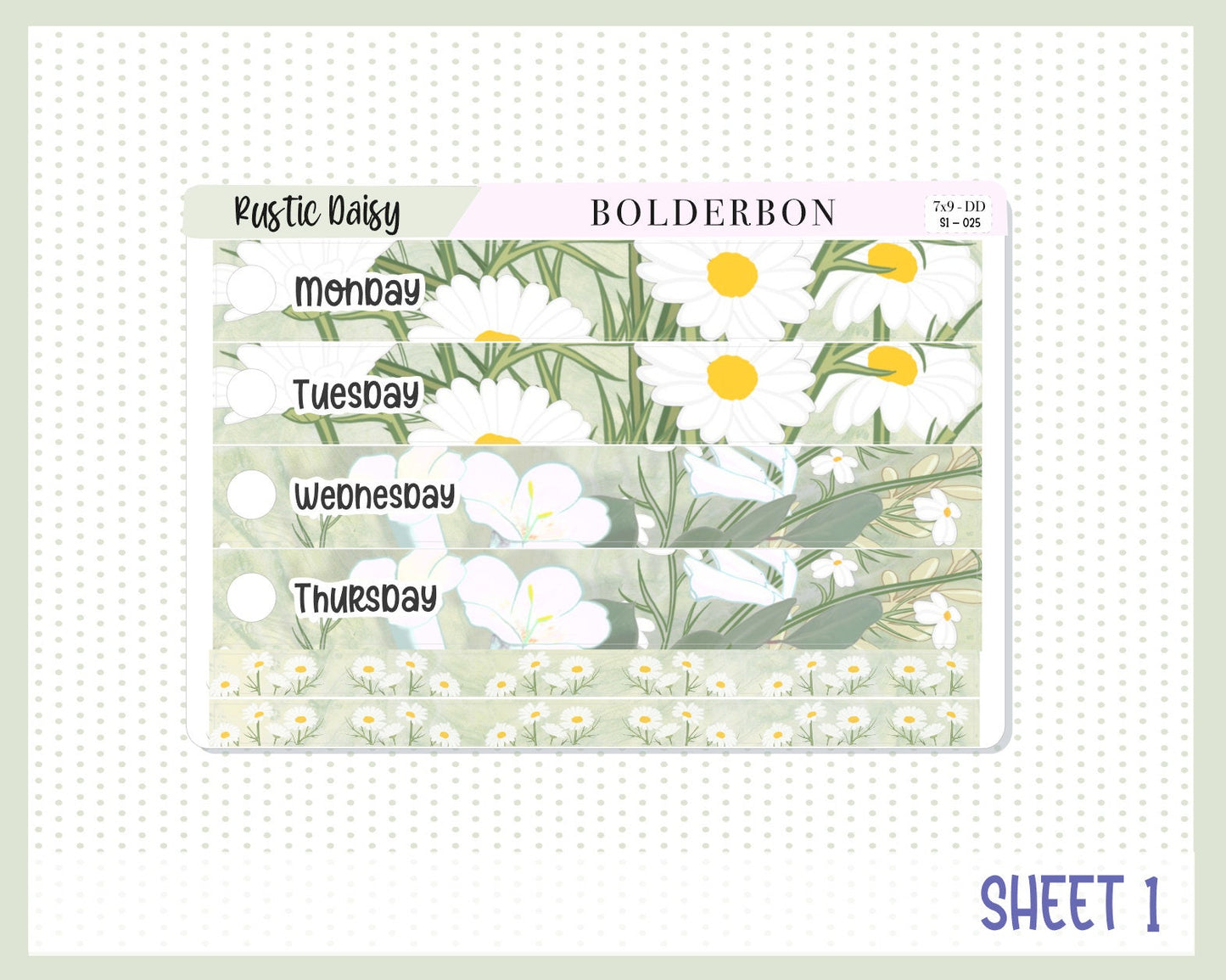 RUSTIC DAISY "7x9 Daily Duo" || Weekly Planner Sticker Kit for Erin Condren