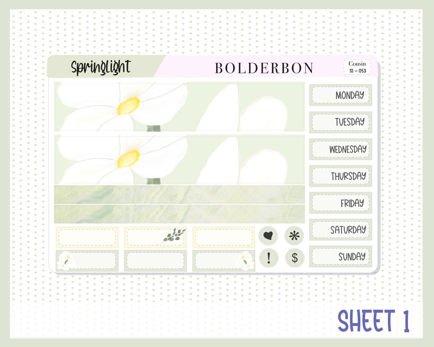 SPRINGLIGHT || Hobonichi Cousin Planner Sticker Kit