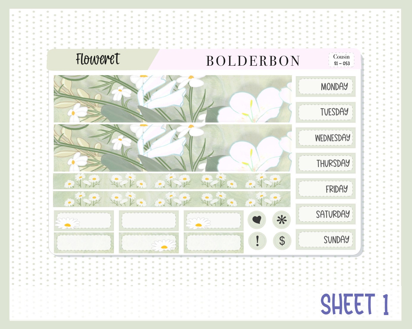 FLOWERET || Hobonichi Cousin Planner Sticker Kit