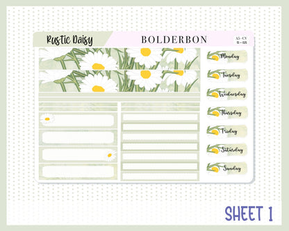 RUSTIC DAISY || A5 Compact Vertical Planner Sticker Kit