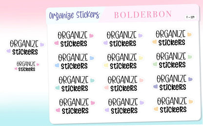 ORGANIZE STICKERS || Planner Stickers, Organization, Script Stickers, Functional