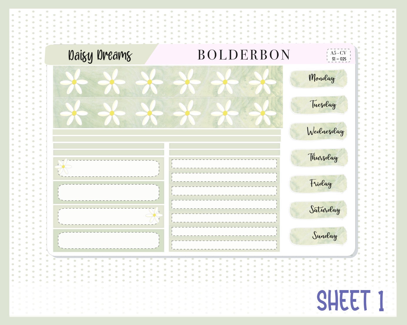 DAISY DREAMS || A5 Compact Vertical Planner Sticker Kit