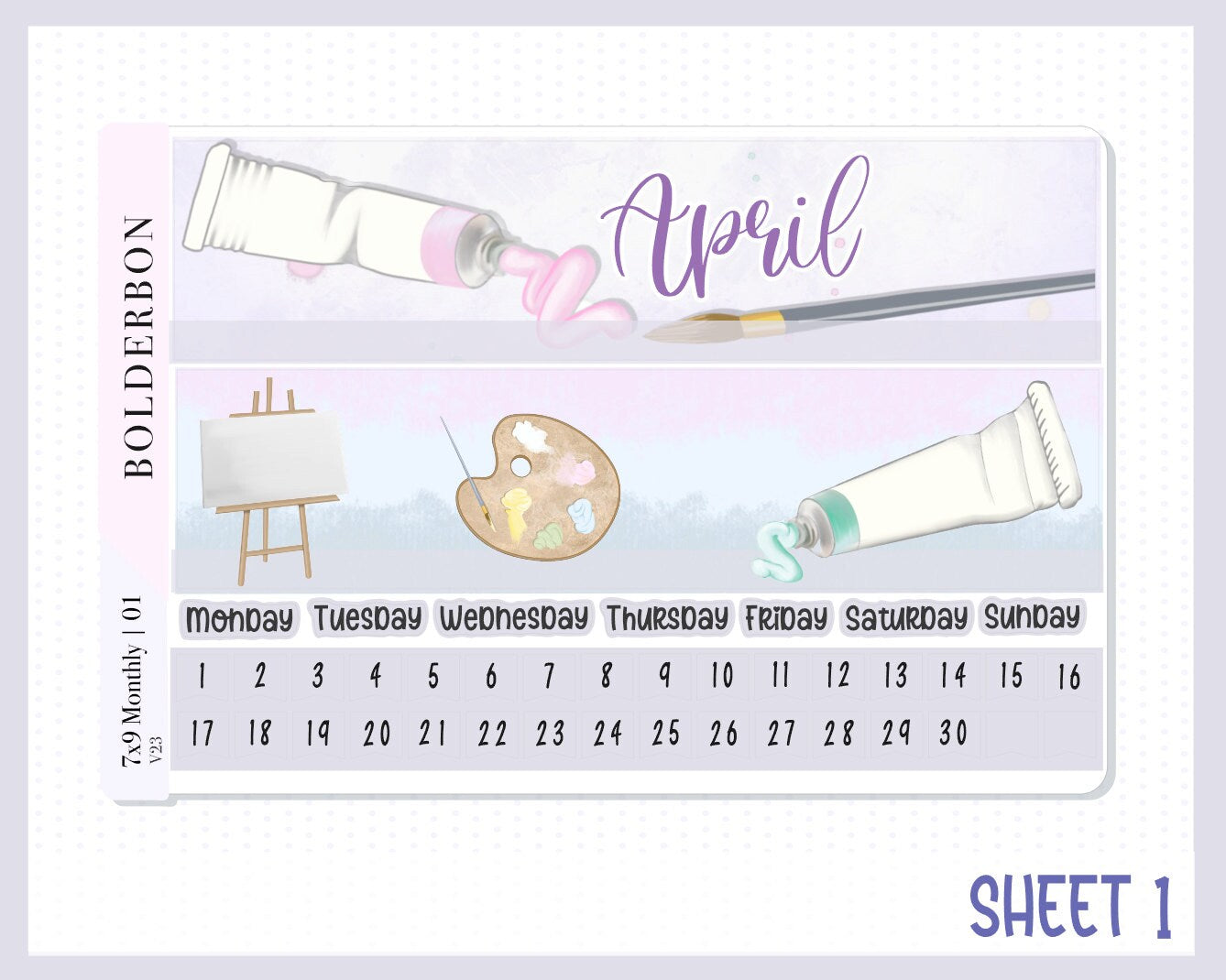 APRIL 7x9 Monthly Sticker Kit