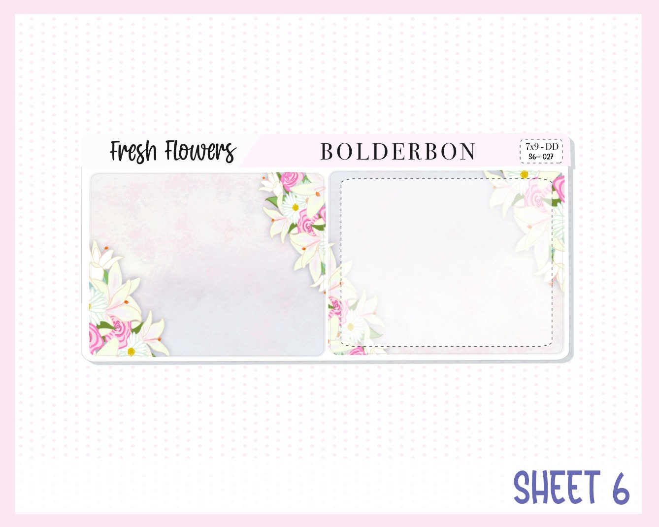 FRESH FLOWERS "7x9 Daily Duo" || Weekly Planner Sticker Kit for Erin Condren, Flowers, Spring, Artist, Painting