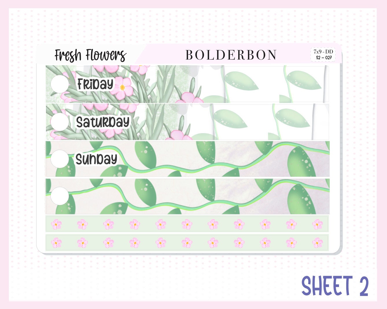 FRESH FLOWERS "7x9 Daily Duo" || Weekly Planner Sticker Kit for Erin Condren, Flowers, Spring, Artist, Painting