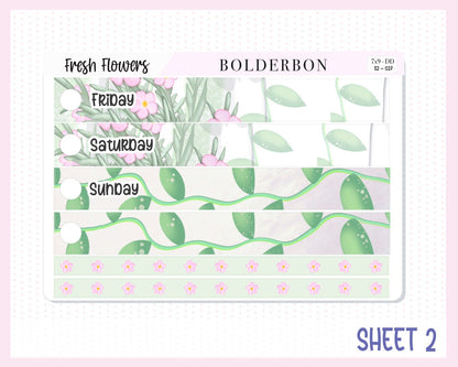 FRESH FLOWERS "7x9 Daily Duo" || Weekly Planner Sticker Kit for Erin Condren, Flowers, Spring, Artist, Painting