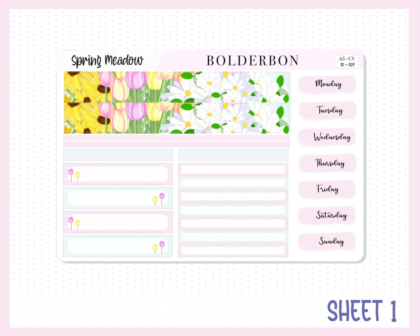 SPRING MEADOW || A5 Compact Vertical Planner Sticker Kit