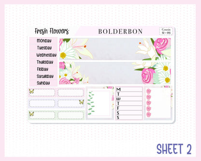 FRESH FLOWERS  || Hobonichi Cousin Planner Sticker Kit