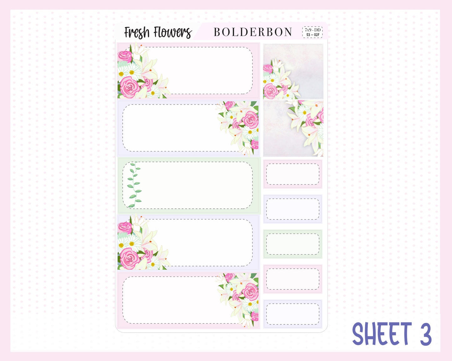 FRESH FLOWERS "7x9 Daily Duo" || Weekly Planner Sticker Kit for Erin Condren, Flowers, Spring, Artist, Painting