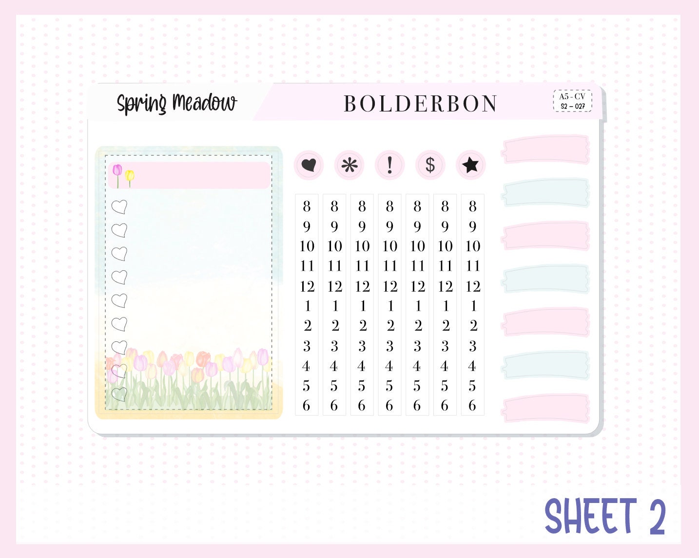 SPRING MEADOW || A5 Compact Vertical Planner Sticker Kit