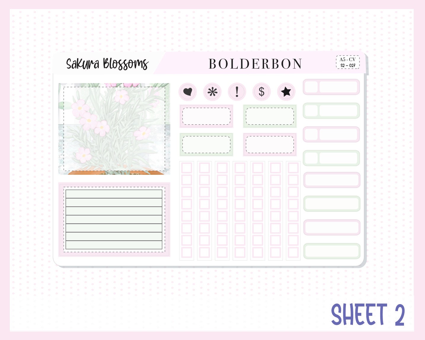 SAKURA BLOSSOMS || A5 Compact Vertical Planner Sticker Kit