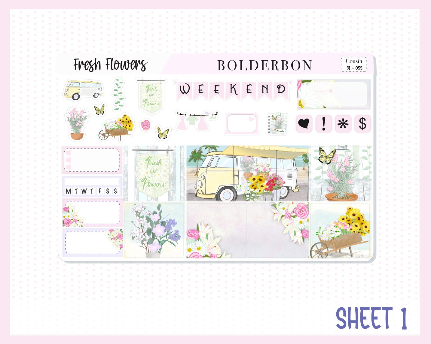 FRESH FLOWERS  || Hobonichi Cousin Planner Sticker Kit