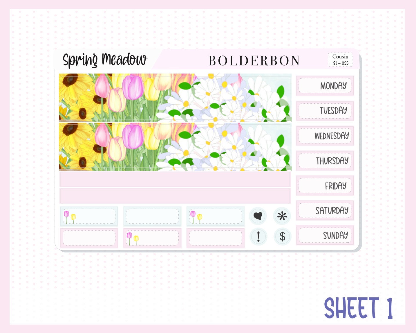 SPRING MEADOW || Hobonichi Cousin Planner Sticker Kit