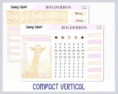 SUNNY SAFARI || A5 Compact Vertical Planner Sticker Kit