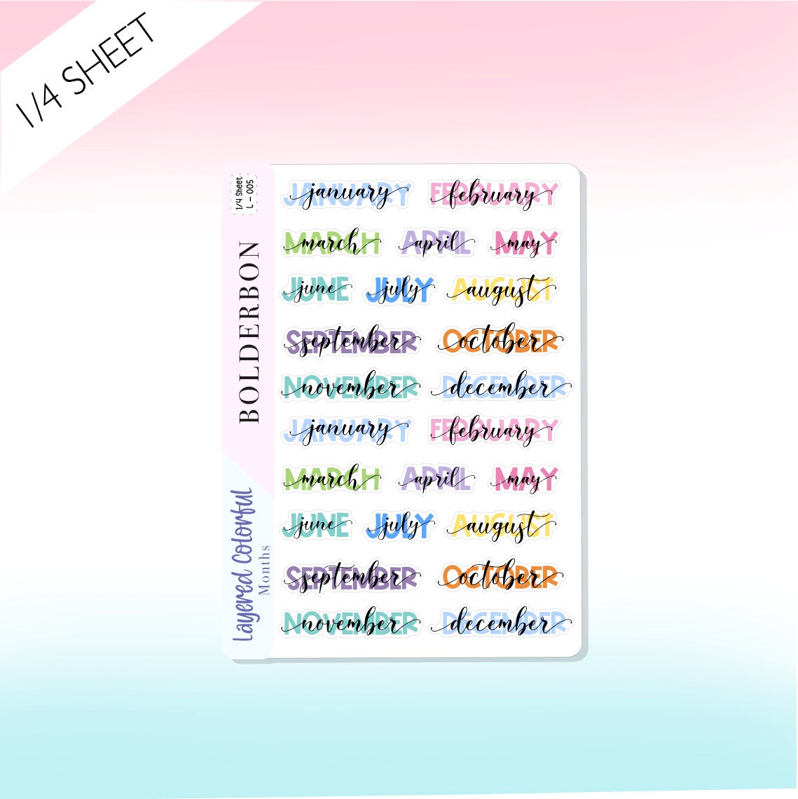 Large Month Script Planner Stickers – PlannerChickDesigns