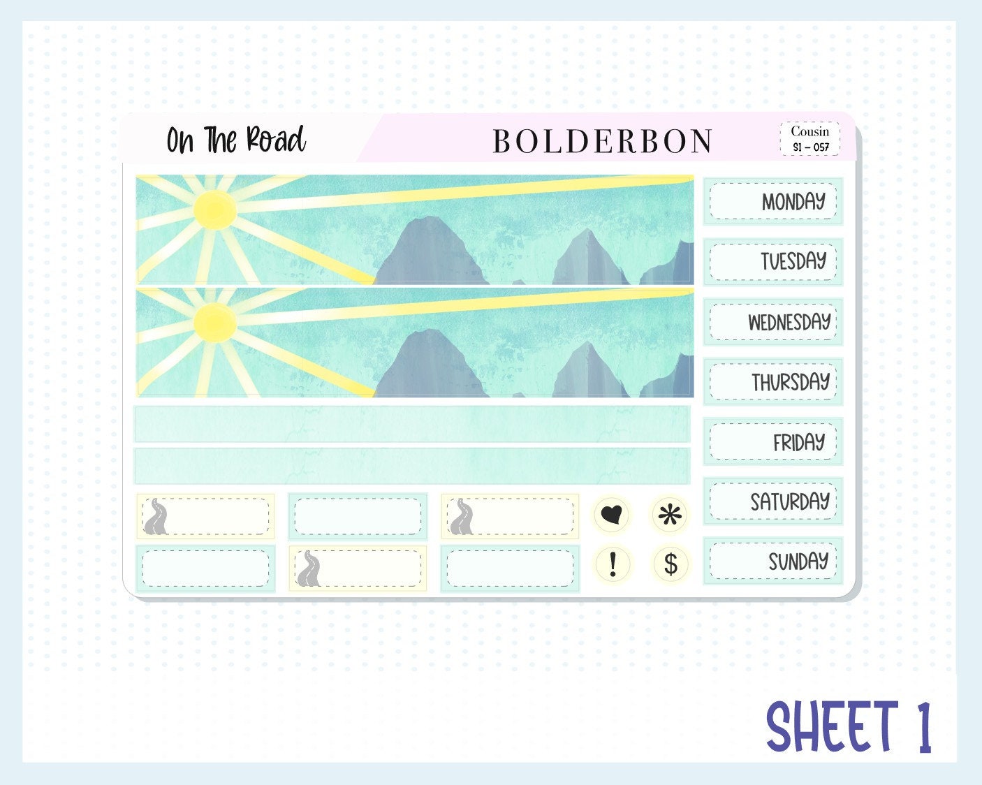 ON THE ROAD Hobonichi Cousin || Weekly Planner Sticker Kit, Hand Drawn, Road Trip, Mountains, Hiking, Camping, Outdoors, Nature