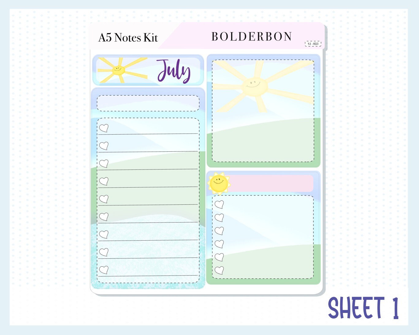 A5 JULY Notes Kit || Erin Condren Dashboard, EC Planner Sticker Kit, Compact Vertical, Daily Duo, Horizontal, Adventure