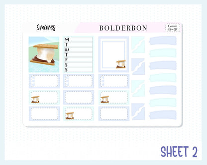 SMORES Hobonichi Cousin || Weekly Planner Sticker Kit, Hand Drawn, Hiking, Camping, Coffee, Outdoors, Nature, Adventure