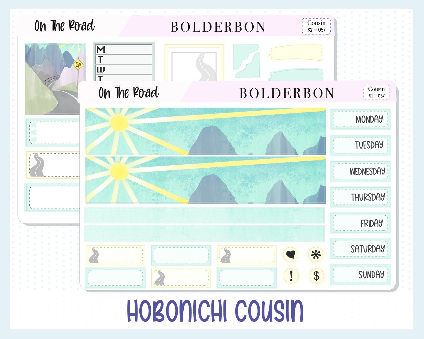 ON THE ROAD Hobonichi Cousin || Weekly Planner Sticker Kit, Hand Drawn, Road Trip, Mountains, Hiking, Camping, Outdoors, Nature