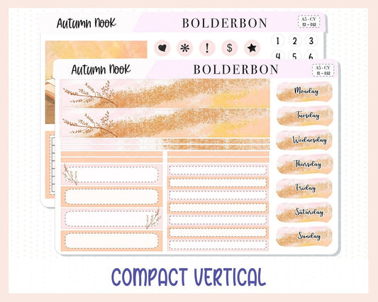 AUTUMN NOOK "Compact Vertical" || A5 Planner Sticker Kit