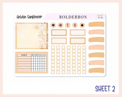 GOLDEN SUNFLOWER "Compact Vertical" || A5 Planner Sticker Kit